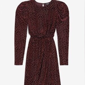 Express Velvet Leopard Puff Sleeve Dress